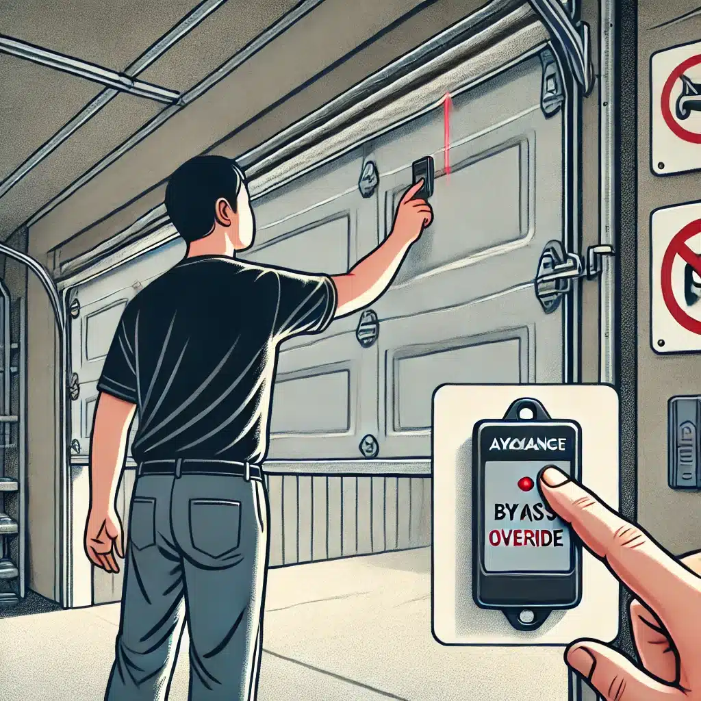 how to override garage door sensors